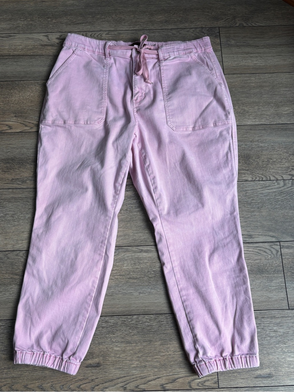 Judy Blue High Rise Garment Dyed Jogger Denim Jeans Pink Sz 20W